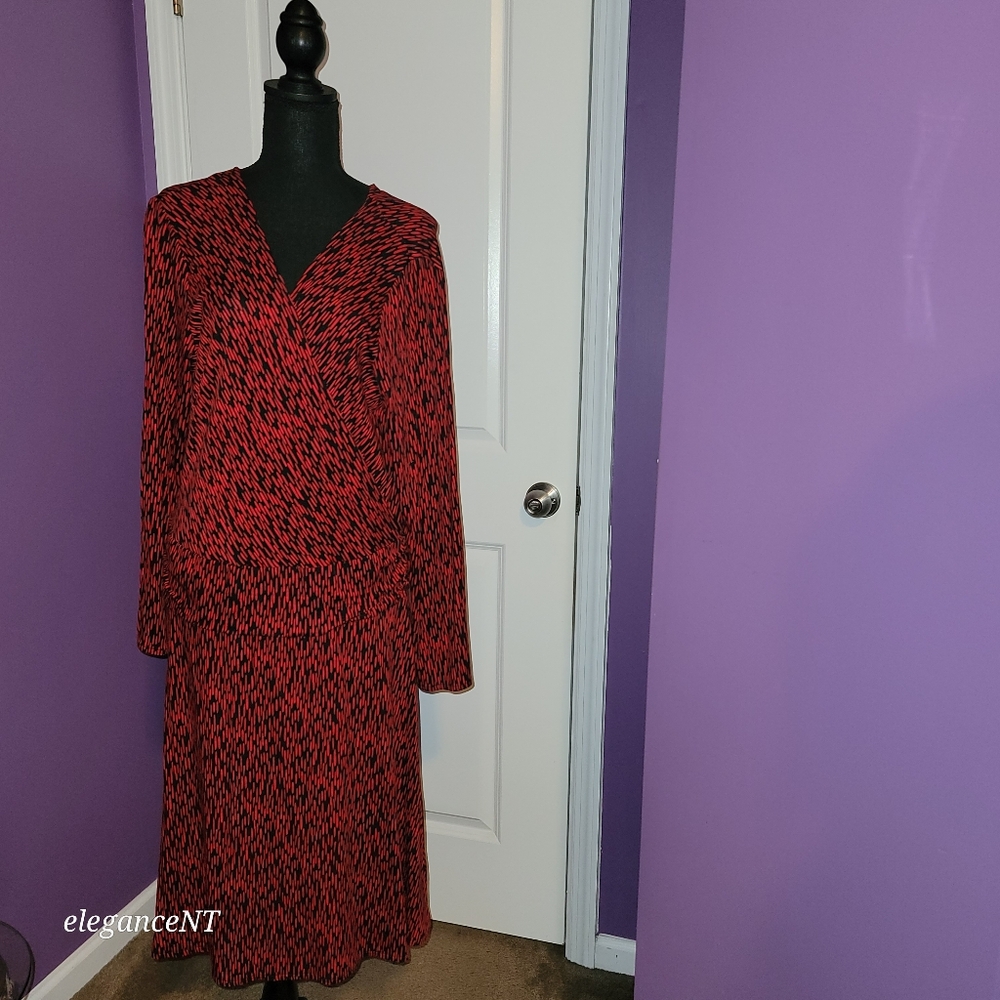 New York & Company Red/Black Wrap Style Dress Sz: XL NWT - Picture 7 of 7